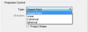 Use the Type pull-down to select the preferred projection method.