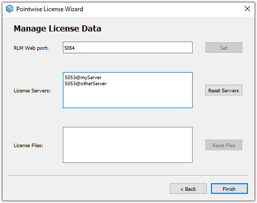 Launch License Wizard, Manage Data