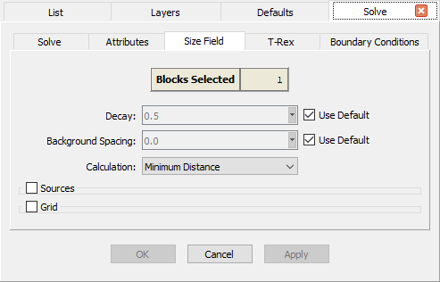 Unstructured Block: Size Field Tab